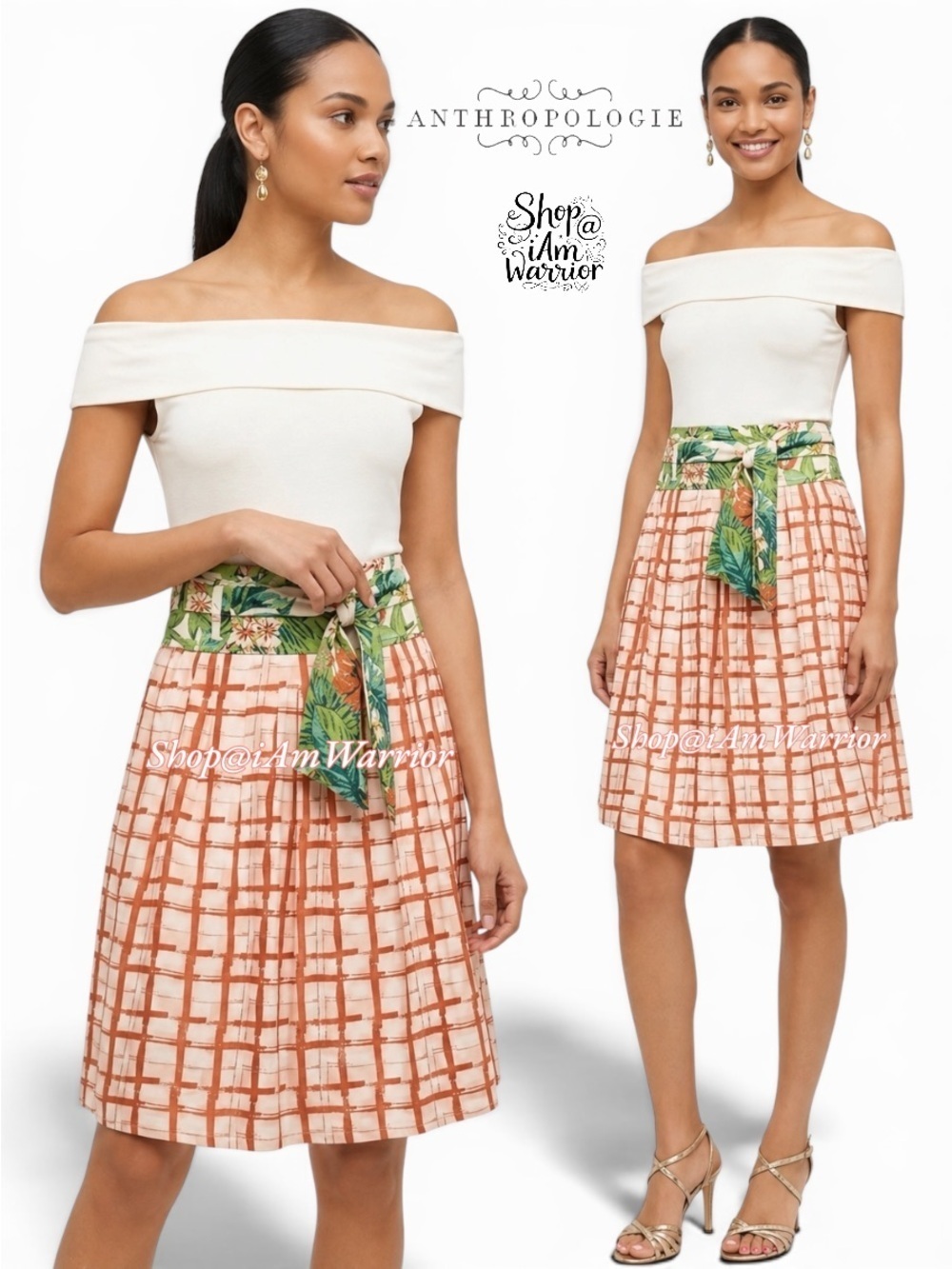 Anthropologie Maeve plaid floral tie waist a-line mini skirt *shop@iamwarrior